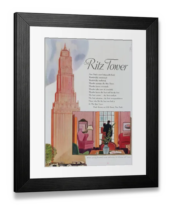 Framed Print : Advertisement for The Ritz Tower