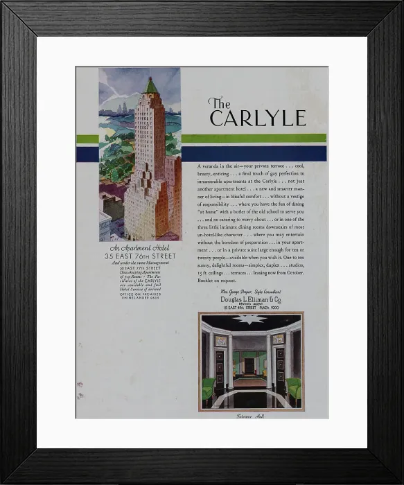 Framed Print : Advertisement for The Carlyle Framed Print : Advertisement for The Carlyle