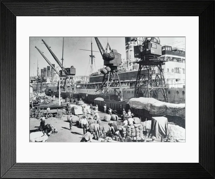 Framed Print : Loading Wool on Docking Area at Ship Framed Print : Loading Wool on Docking Area at Ship