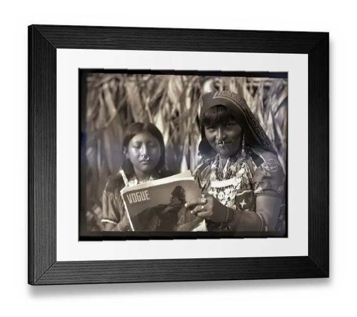 Framed Print : Indigenous Woman Reading Magazine Framed Print : Indigenous Woman Reading Magazine