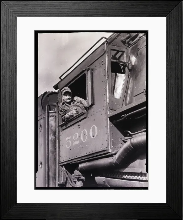 Framed Print : Engineer in Cab of Locomotive Framed Print : Engineer in Cab of Locomotive