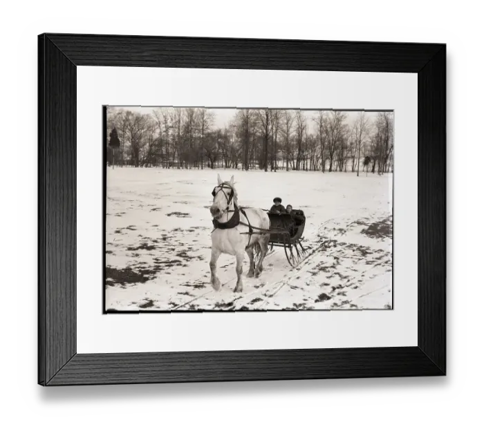 Framed Print : Riding in Horse Drawn Sleigh