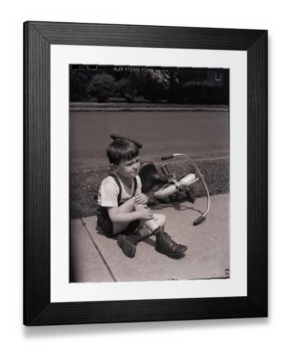 Framed Print : Boy Who Has Fallen Off Bicycle Framed Print : Boy Who Has Fallen Off Bicycle