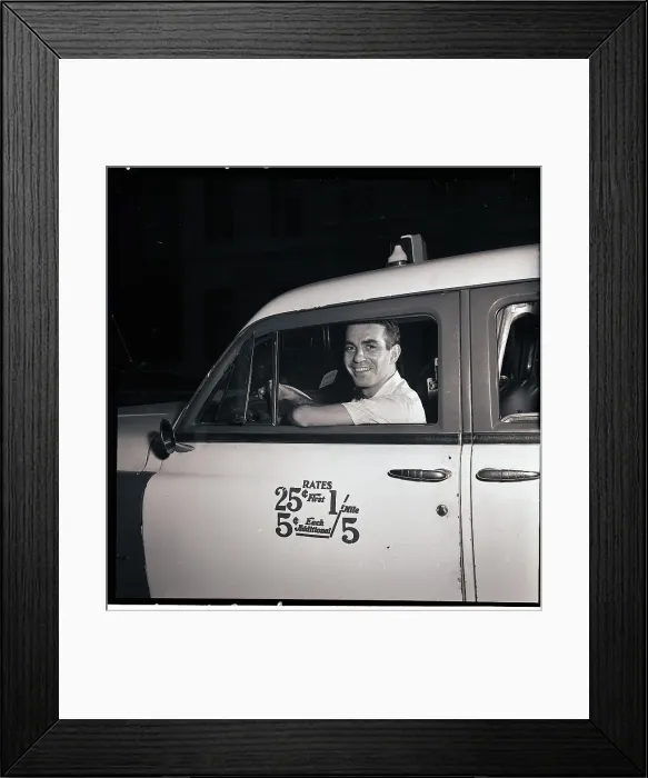 Framed Print : Taxi Driver at Wheel of Automobile Framed Print : Taxi Driver at Wheel of Automobile