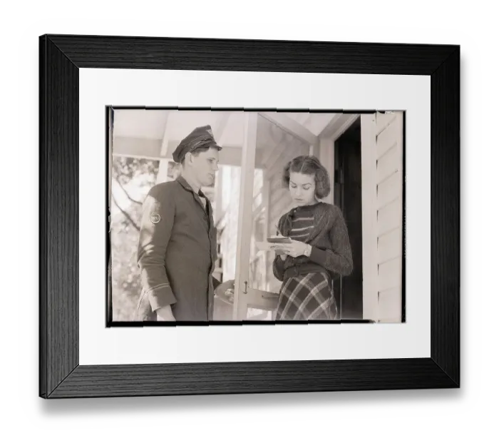 Framed Print : Adolescent Signing For A Western Union Telegram Framed Print : Adolescent Signing For A Western Union Telegram