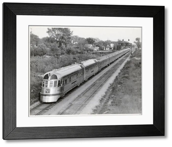 Framed Print : Denver Zephyr Train Going Through Town Framed Print : Denver Zephyr Train Going Through Town