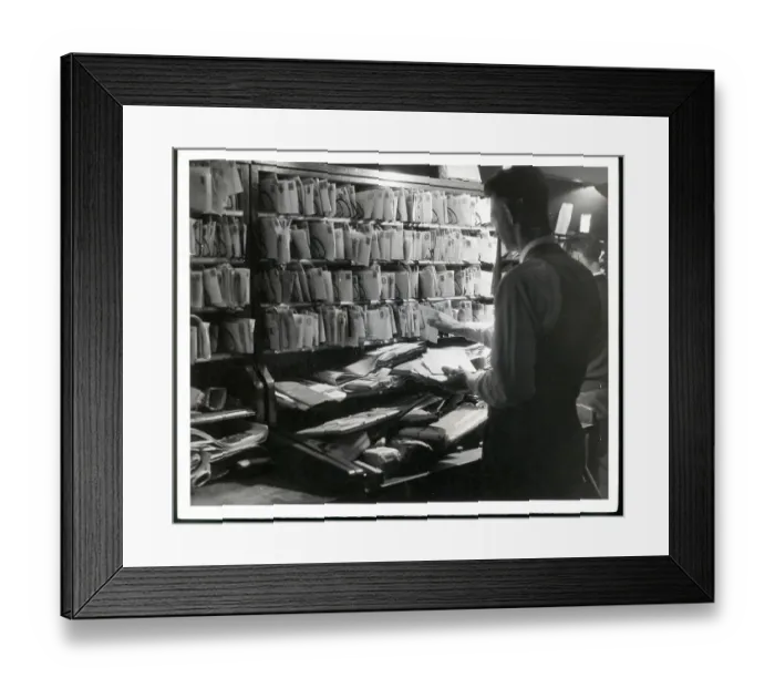 Framed Print : Postal Worker Sorting Mail Framed Print : Postal Worker Sorting Mail