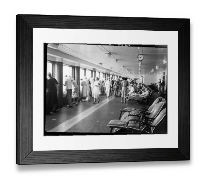 Framed Print : Passengers on Deck of SS Normandie Framed Print : Passengers on Deck of SS Normandie