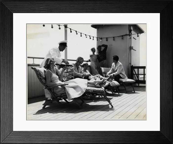Framed Print : Men and Women on Boat Deck Framed Print : Men and Women on Boat Deck