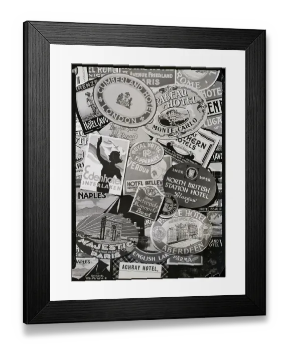 Framed Print : European Hotel Labels Framed Print : European Hotel Labels