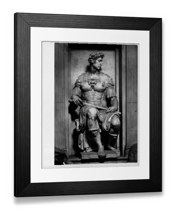 Framed Print : Detail of Giuliano de Medici from the Tomb of Giuliano de Medici by Michelangelo Buonarroti Framed Print : Detail of Giuliano de Medici from the Tomb of Giuliano de Medici by Michelangelo Buonarroti