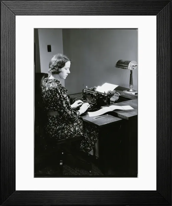 Framed Print : Woman Typing