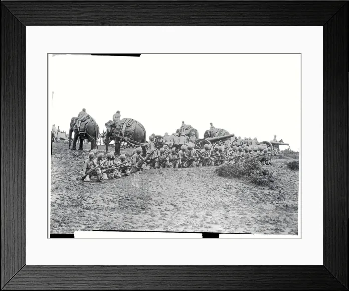Framed Print : Natives Utilizing an Elephant Battery Framed Print : Natives Utilizing an Elephant Battery
