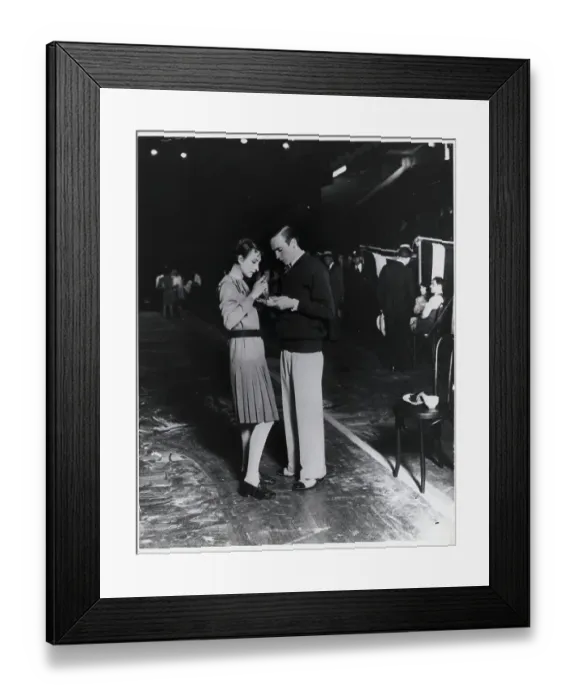 Framed Print : Couple Eating on Dance Floor During Dance Marathon Framed Print : Couple Eating on Dance Floor During Dance Marathon