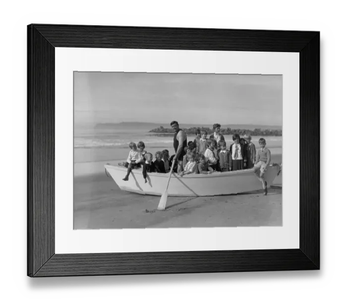 Framed Print : Babe Ruth and Children on Boat Ride Framed Print : Babe Ruth and Children on Boat Ride