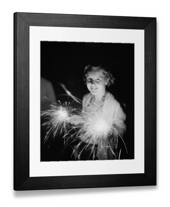 Framed Print : Girl Holding Sparkler Firework Framed Print : Girl Holding Sparkler Firework