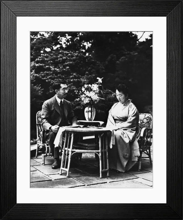 Framed Print : Emperor And Mrs Hirohito Seated In Garde Framed Print : Emperor And Mrs Hirohito Seated In Garde