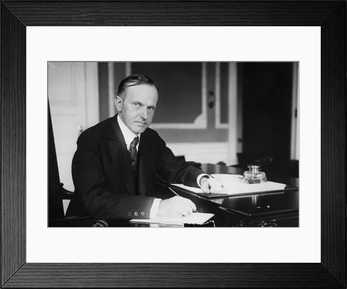 Framed Print : President Calvin Coolidge at Desk Framed Print : President Calvin Coolidge at Desk