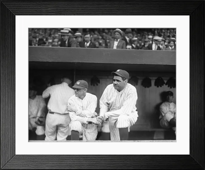 Framed Print : Babe Ruth and Miller Huggins Observing a Game Play from Dugout Framed Print : Babe Ruth and Miller Huggins Observing a Game Play from Dugout