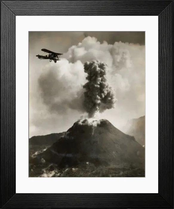Framed Print : Airplane over Mount Vesuvius Framed Print : Airplane over Mount Vesuvius
