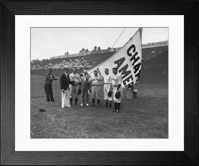 Framed Print : Yankees Raising American League Championship Pennant Framed Print : Yankees Raising American League Championship Pennant
