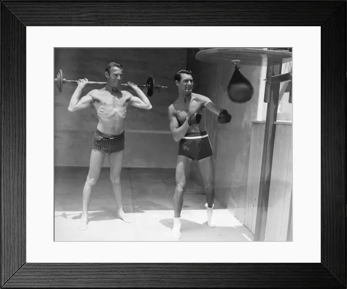 Framed Print : Actors Randolph Scott and Cary Grant Working Out Framed Print : Actors Randolph Scott and Cary Grant Working Out