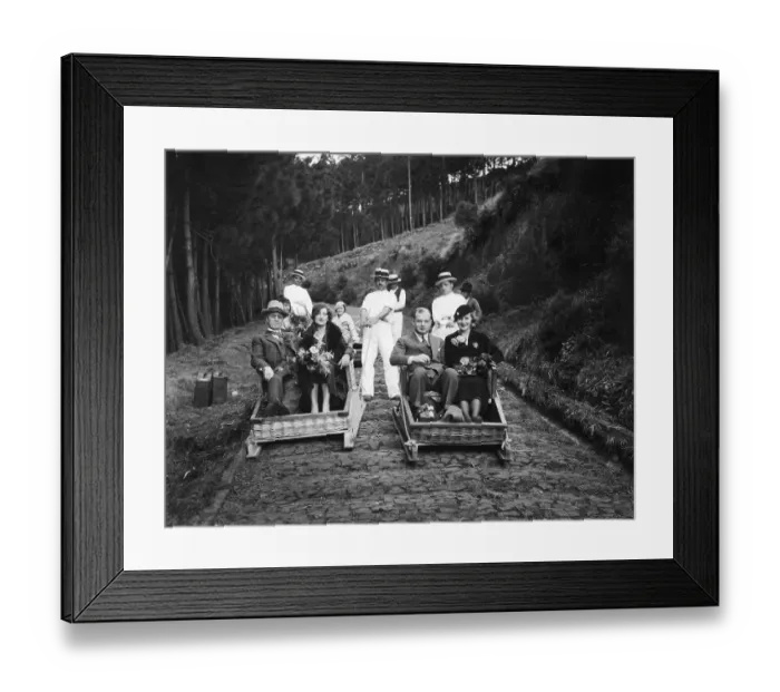 Framed Print : Tourists Ride Guided Sledges Downhill