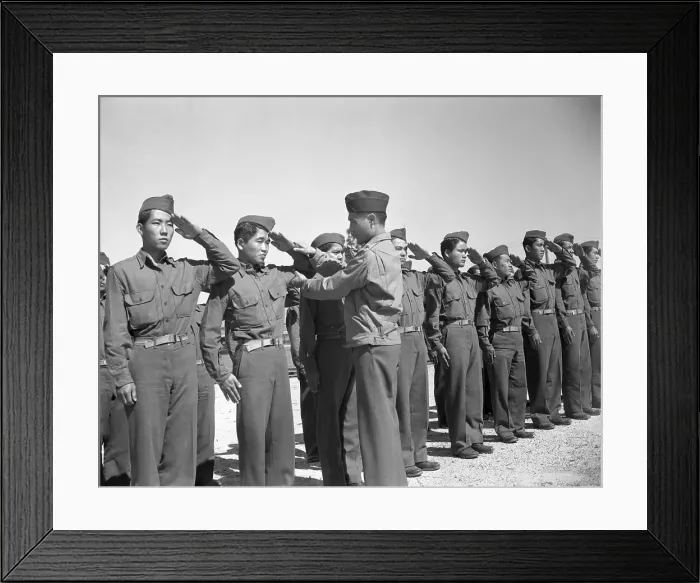Framed Print : Japanese American Officer Instructing Trainees Framed Print : Japanese American Officer Instructing Trainees
