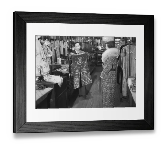 Framed Print : Salesman Selling Robe Framed Print : Salesman Selling Robe