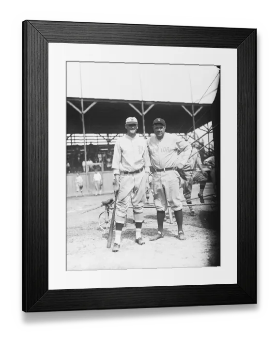 Framed Print : Babe Ruth and Cy Williams Posing on Field Framed Print : Babe Ruth and Cy Williams Posing on Field