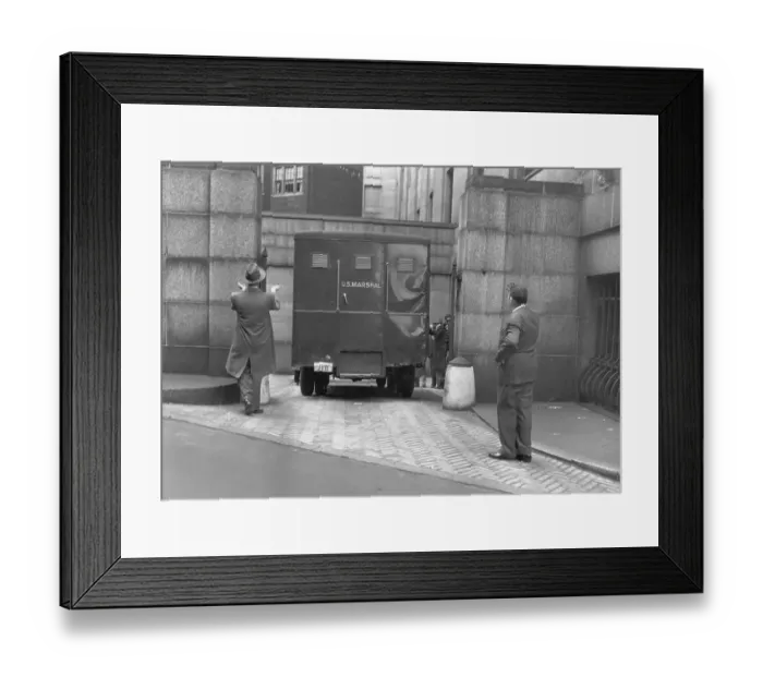 Framed Print : Men Directing Van Framed Print : Men Directing Van