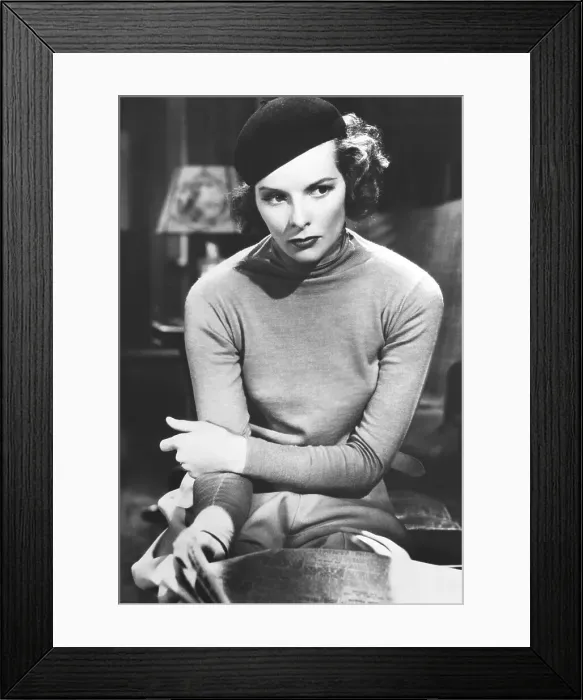 Framed Print : Actress Katharine Hepburn Wearing Beret Framed Print : Actress Katharine Hepburn Wearing Beret