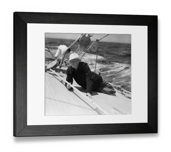 Framed Print : Mrs. Vanderbilt Propped on Yacht Framed Print : Mrs. Vanderbilt Propped on Yacht