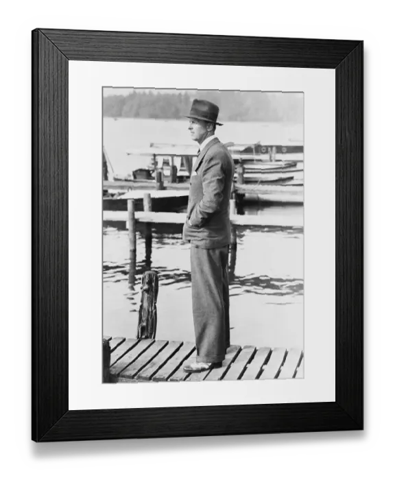 Framed Print : Sir Henry Segrave at a Dock Framed Print : Sir Henry Segrave at a Dock