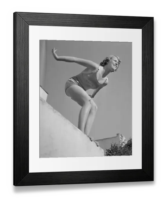 Framed Print : Marjorie Gestring in Forward Diving Position Framed Print : Marjorie Gestring in Forward Diving Position