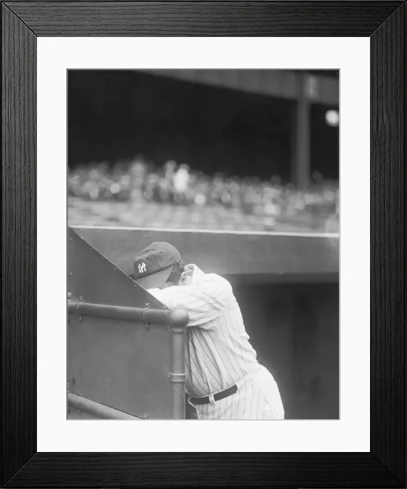 Framed Print : Distraught Babe Ruth in Baseball Field Dugout