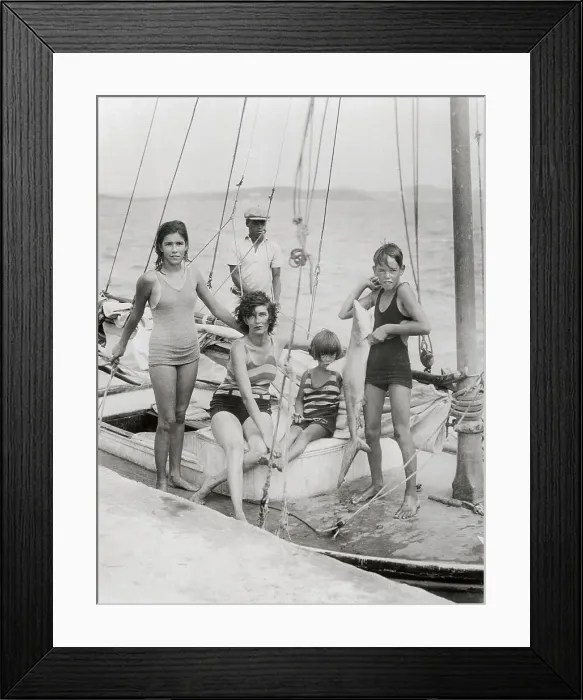 Framed Print : Agnes O'Neill with Children on Boat Framed Print : Agnes O'Neill with Children on Boat