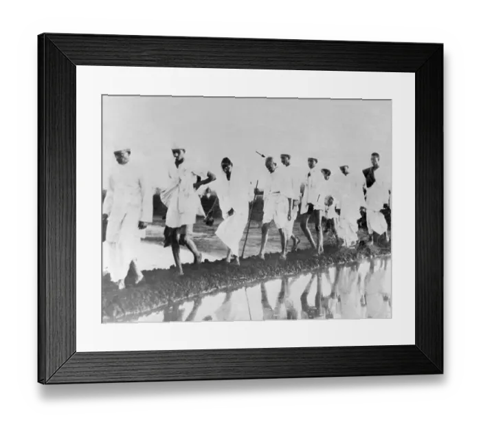 Framed Print : Mahatma Gandhi Walking to Shoreline During Salt Protest Framed Print : Mahatma Gandhi Walking to Shoreline During Salt Protest