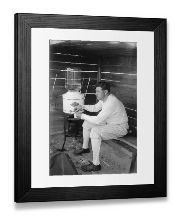 Framed Print : Babe Ruth Getting a Cup of Water at Training Camp Framed Print : Babe Ruth Getting a Cup of Water at Training Camp