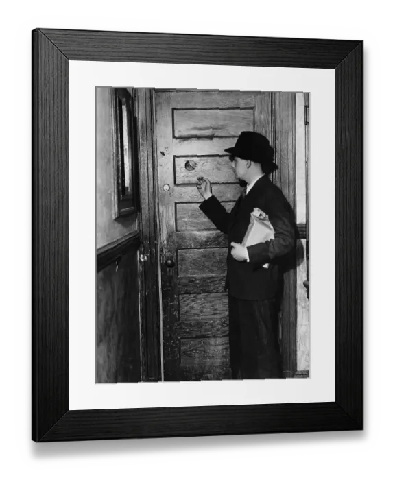 Framed Print : Man Attempting to Enter Illegal Liquor Establishment Framed Print : Man Attempting to Enter Illegal Liquor Establishment