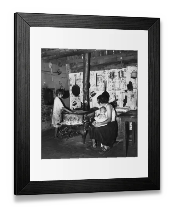 Framed Print : Impoverished Family in Shack Framed Print : Impoverished Family in Shack