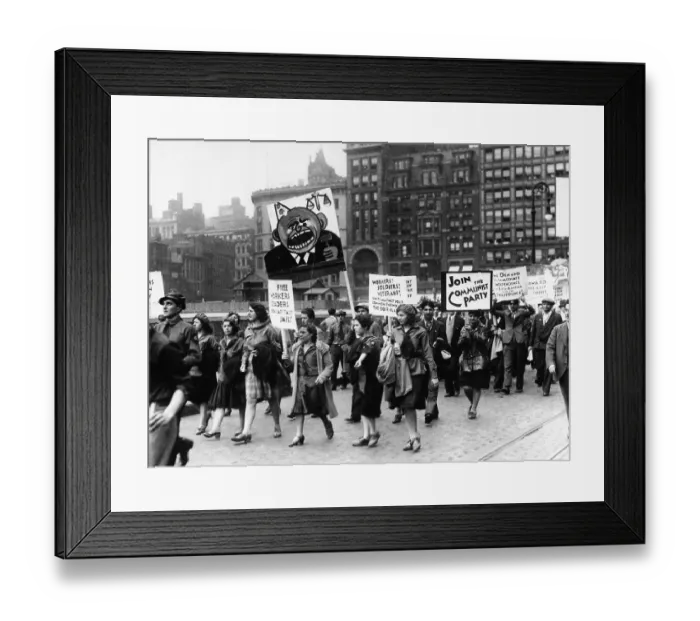 Framed Print : Women Carrying Signs in Communist Rally Framed Print : Women Carrying Signs in Communist Rally