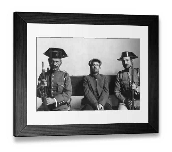 Framed Print : Murder Suspect with Spanish Policemen