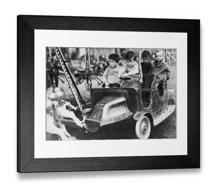 Framed Print : Boys on Carousel Car Framed Print : Boys on Carousel Car