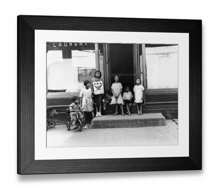 Framed Print : Chinese Children in Front of Laundromat Framed Print : Chinese Children in Front of Laundromat