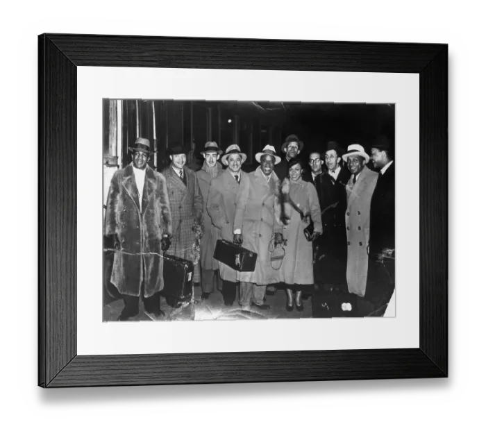 Framed Print : Louis Armstrong Stands With His Band Framed Print : Louis Armstrong Stands With His Band
