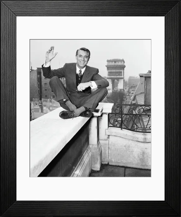 Framed Print : Actor Cary Grant on Balcony in Paris Framed Print : Actor Cary Grant on Balcony in Paris