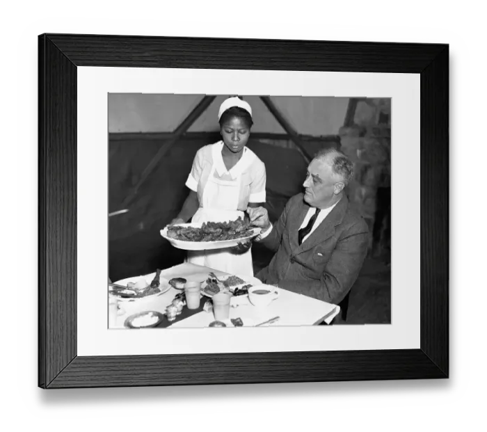 Framed Print : Franklin Delano Roosevelt Having Chicken Framed Print : Franklin Delano Roosevelt Having Chicken