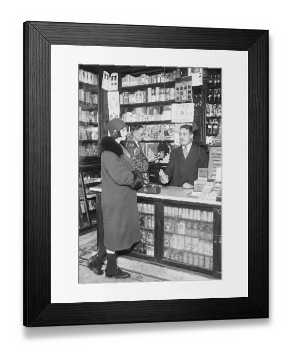 Framed Print : Interior Of Drug Store 1930 Framed Print : Interior Of Drug Store 1930