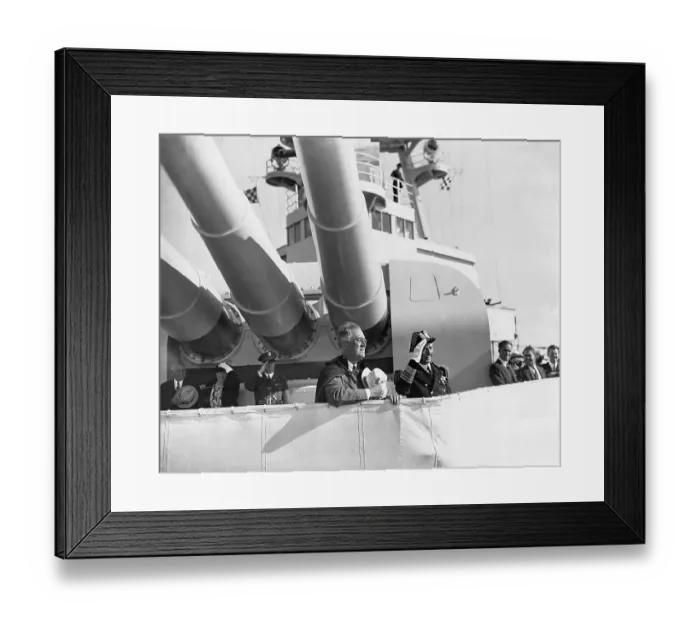 Framed Print : Franklin Delano Roosevelt on a Battleship Framed Print : Franklin Delano Roosevelt on a Battleship